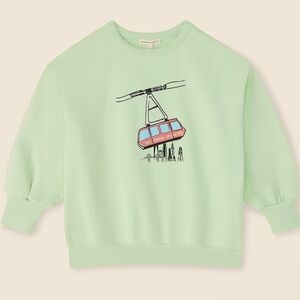 Mint Green Kids Sweatshirt with Cable Car Print